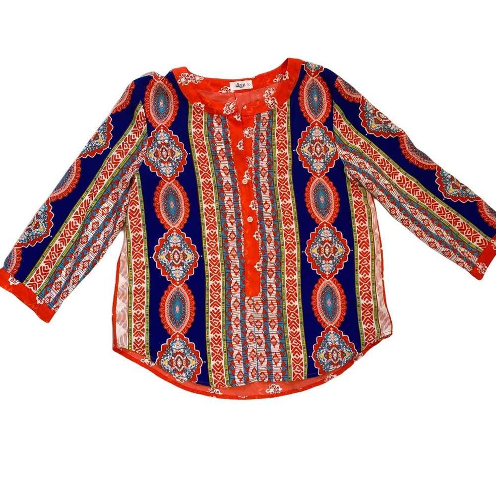 GLAM Small Top 3/4 sleeve Orange blue white Boho